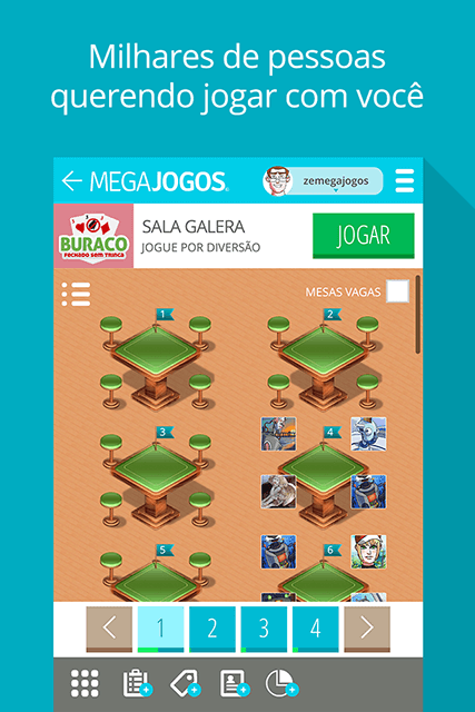 Buraco Fechado Sem Trinca MegaJogos: tela do jogo