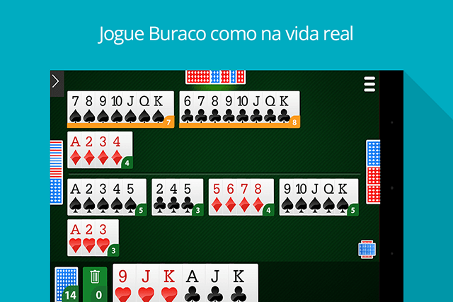 Buraco Fechado Sujo MegaJogos: tela do jogo