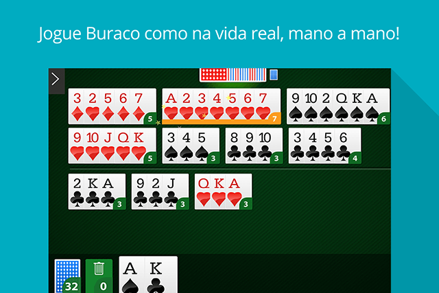 Buraco Justificado Mano a Mano MegaJogos: tela do jogo