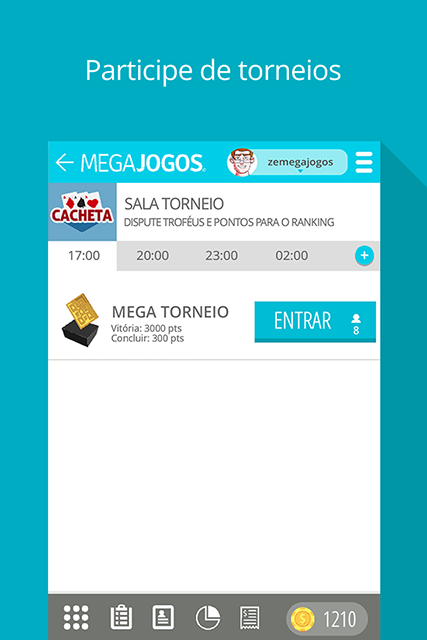Cacheta MegaJogos: tela do jogo