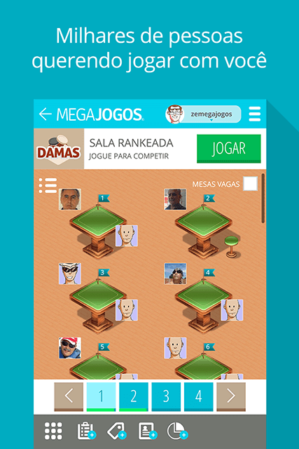 Damas MegaJogos: tela do jogo