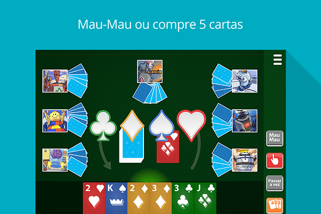 Mau-Mau.Um jogo divertido na mesa fica ainda mais incrível online.