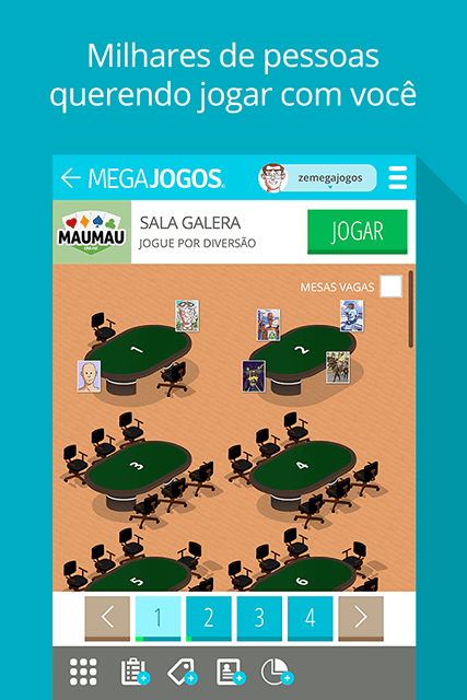 Mau Mau MegaJogos: tela do jogo