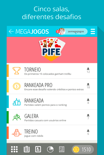 Pife - Pif Paf MegaJogos: tela do jogo