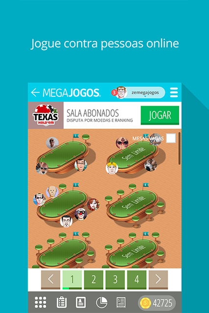 Poker Texas Hold'em MegaJogos: tela do jogo