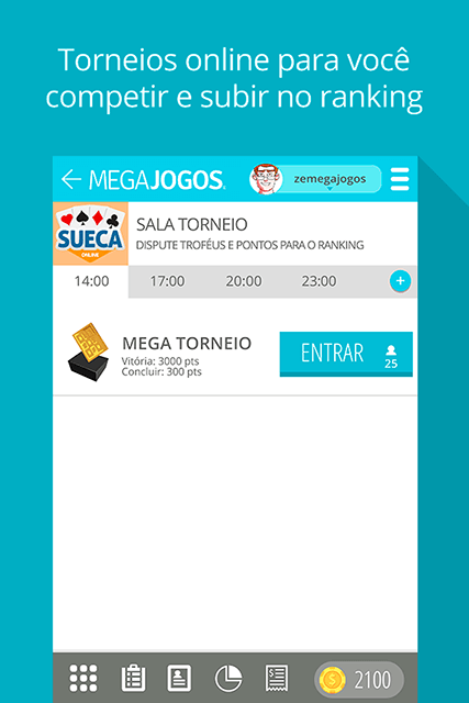 Sueca MegaJogos: tela do jogo