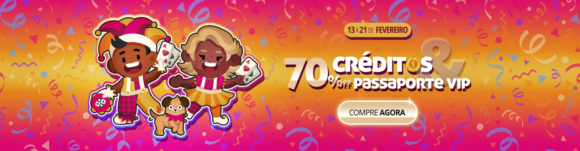 ? S� alegria! 70% de desconto em tudo pra voc� cair na folia no MegaJogos!